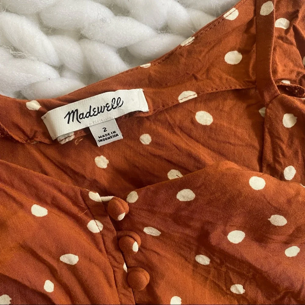 Madewell Rusty Brown Polka Dot Button-Front Cami - Picture 3 of 9